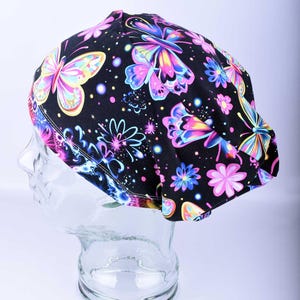 Scrub Cap / Full Coverage Scrub Hat / Butterflies Scrub Cap / Stretchy Scrub Hat / Cute Surgical Hat / Medical Cap / Nurse Gift / Doctor