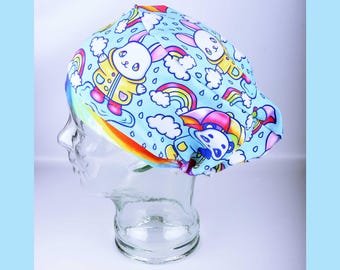 Rainy Days Euro Scrub Cap | Whimsical Animal Print Surgical Hat for Nurses & Vets