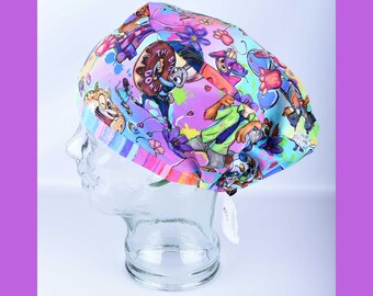 Zoo Animals Scrub Cap: Colorful Cotton Surgical Hat for Women