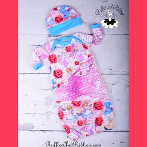CLOSEOUT SALE / Newborn Baby Gown / Newborn Hat / 0-3 Months / Coming Home Outfit / Newborn Clothes Girl / Newborn Outfits Girl / Baby Gift