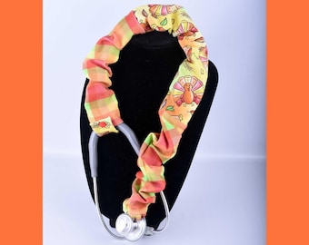 Thanksgiving Turkey Stethoscope Cover | Wide Fabric Scrunch Fall Harvest Nurse Gift Sleeve