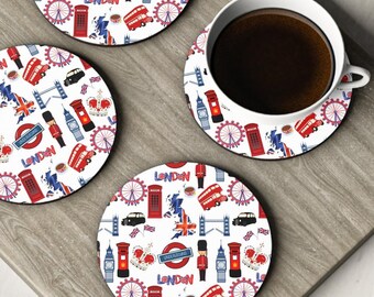 British Union Jack Laser Cut Wooden Coasters / Placemats Single or Sets ...