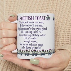A Scottish Toast Poem 11oz Mug,  Scottish Mug, Thistle Mug, Scotland Tea Mug with gift box, Scottish Verse Mug, Scottish Gift