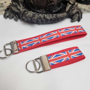 Union Jack Flag Key Fob, London Key fob, British Key Chain, U.K. Key Chain, Union Jack Key Chain, 2 Sizes Available