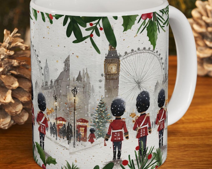 British Winter Phone Box Mug - London Souvenir Gift (11oz)