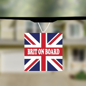 Brit on Board Union Jack Car Freshener, Brit on Board Car Freshener, Union Jack Air Freshener,Unscented  - Double Sided Print