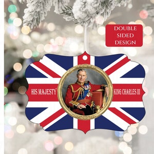 King Charles III Commemorative Ornament, Double Sided Design, King Charles British Ornament, Royalty Ornament, Printed on Both Sides