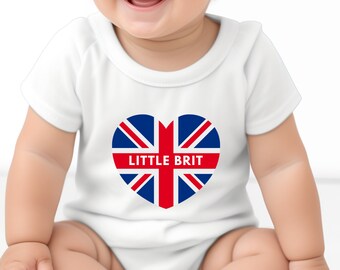 British Flag Heart Baby Bodysuit - United Kingdom Themed Onesie For Infants