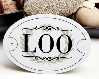 Loo Toilet British Scottish Bathroom handmade wood Sign Oval Plaque (other options available Bog, Privy, John, Kahzi, Lavy, Cludgie)