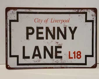 Beatles Penny Lane Street Sign Vintage Look Reproduction Metal Tin Sign 12X18 inches