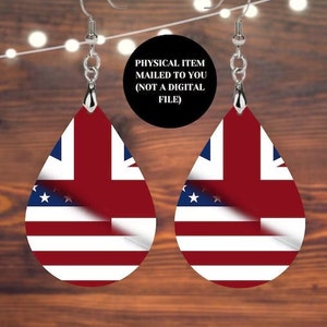 Union Jack and American Flag Earrings, Union Jack British Earrings, London Earrings, Double Sided Design, Teardrop Earrings
