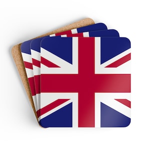 Union Jack Coasters: British Flag MDF Coasters, Set of 4