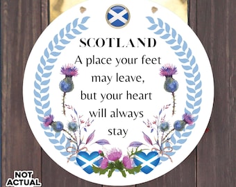 Scottish Thistle Hanging Door Sign: Scotland Flag Wall Plaque