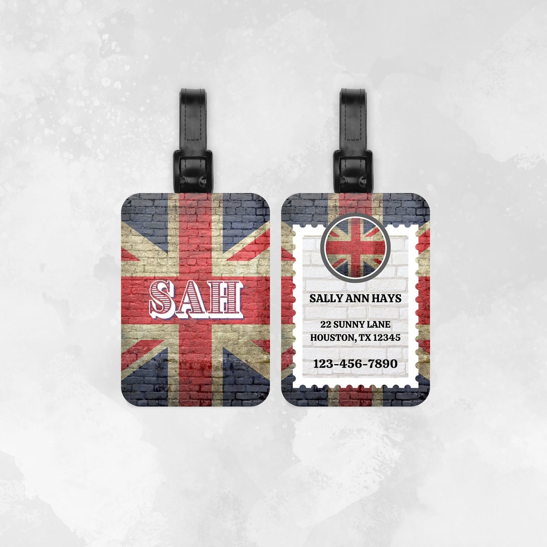 Étiquette à bagage Union Jack personnalisée drapeau britannique