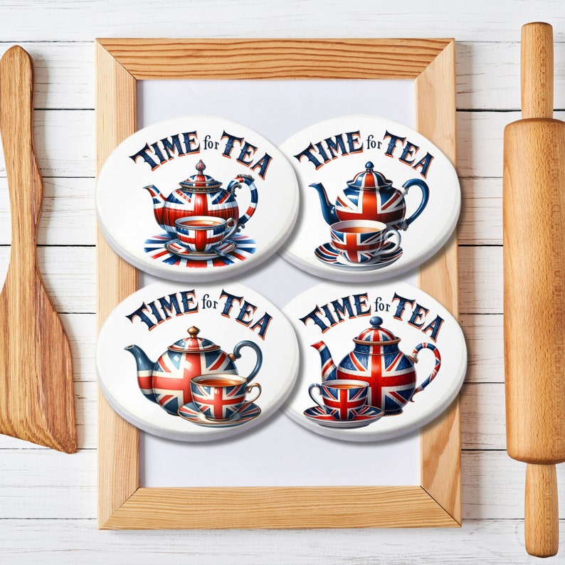 Union Jack Ceramic Coasters: British Teapot Cup Set - Etsy