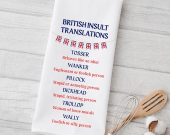 Brytyjskie obraźliwe ściereczki kuchenne: slang Union Jack, zabawny wystrój kuchni