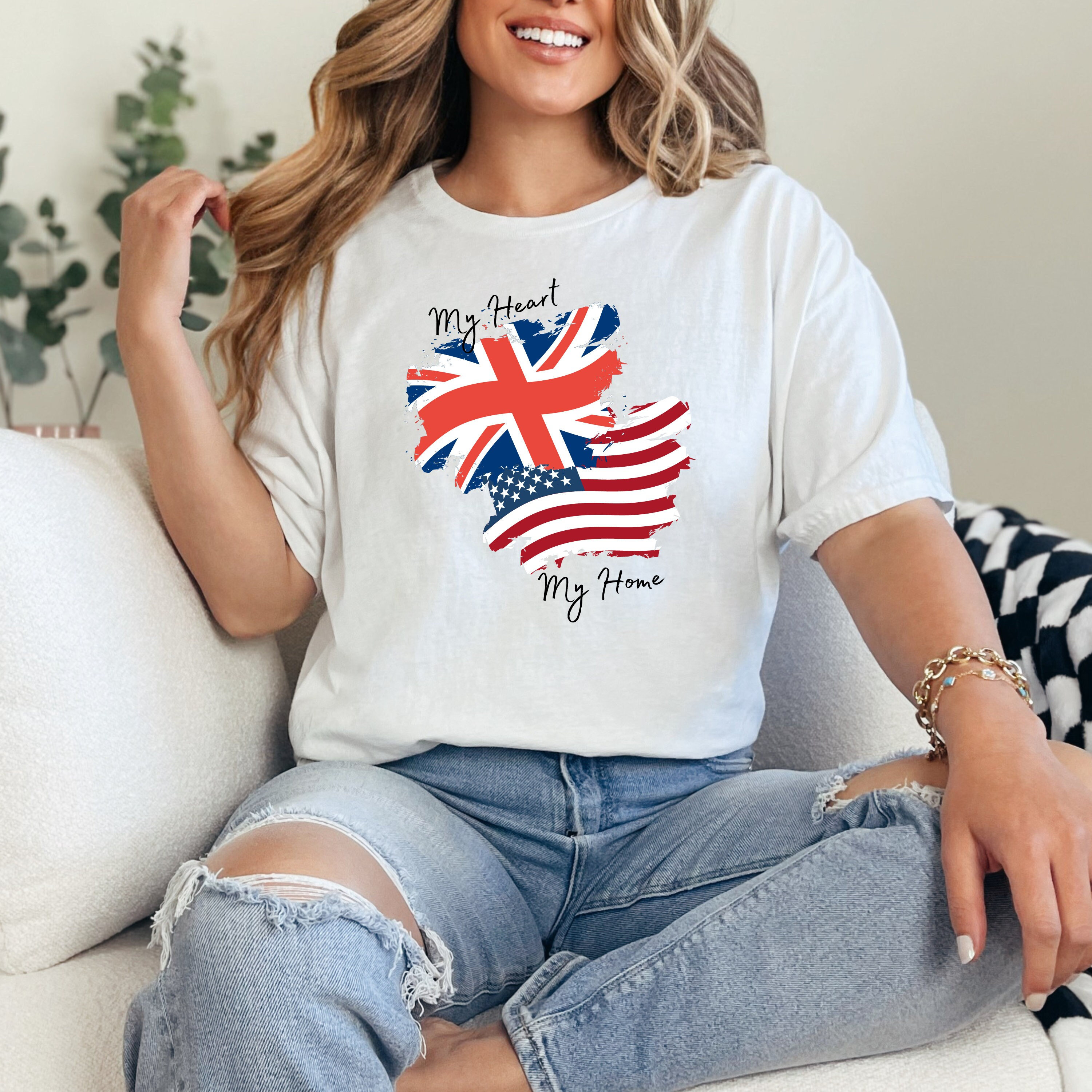 Union Jack Flag Short-sleeve Unisex T-shirt, USA Flag T