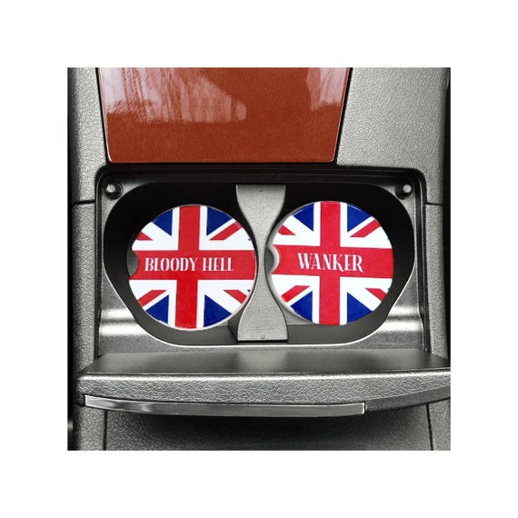 British Themed Union Jack Car Cup Coasters Ceramic Sandstone Union Jack Rude Words Car Coasters Choose Your Words Set of Two Coasters Etsy UK