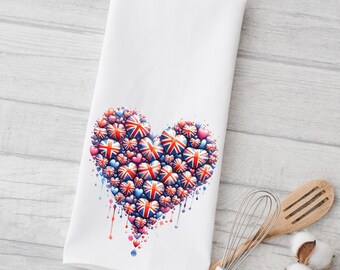 United Kingdom Heart Kitchen Towel: British Union Jack Valentine's Day Decor