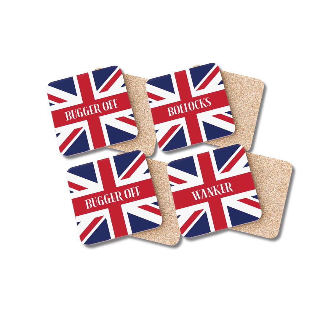 Funny British Swear Word Coasters: Union Jack, Set of 4 - Etsy