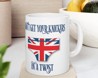 Union Jack Knickers Mug, British Tea Mug (11oz)