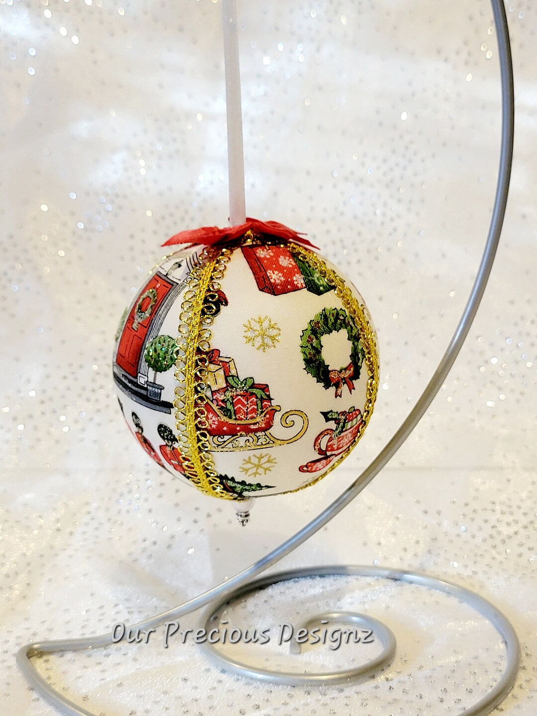 London Christmas Fabric Hanging Ornament, British Christmas Ornament