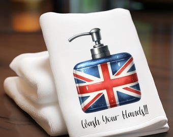 Funny Union Jack Fingertip Towel: Velour British Bathroom Decor