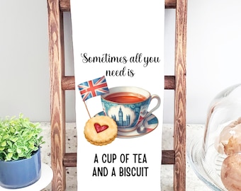 Toalla de cocina con forma de taza de té británica: decoración de la Union Jack de Inglaterra