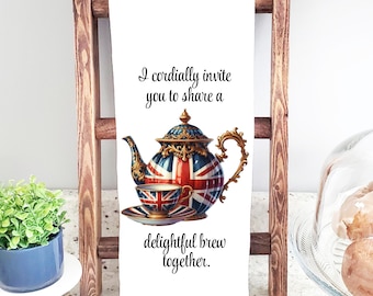 Ściereczka kuchenna z motywem czajniczka Union Jack: filiżanka herbaty, wystrój brytyjskiej kuchni