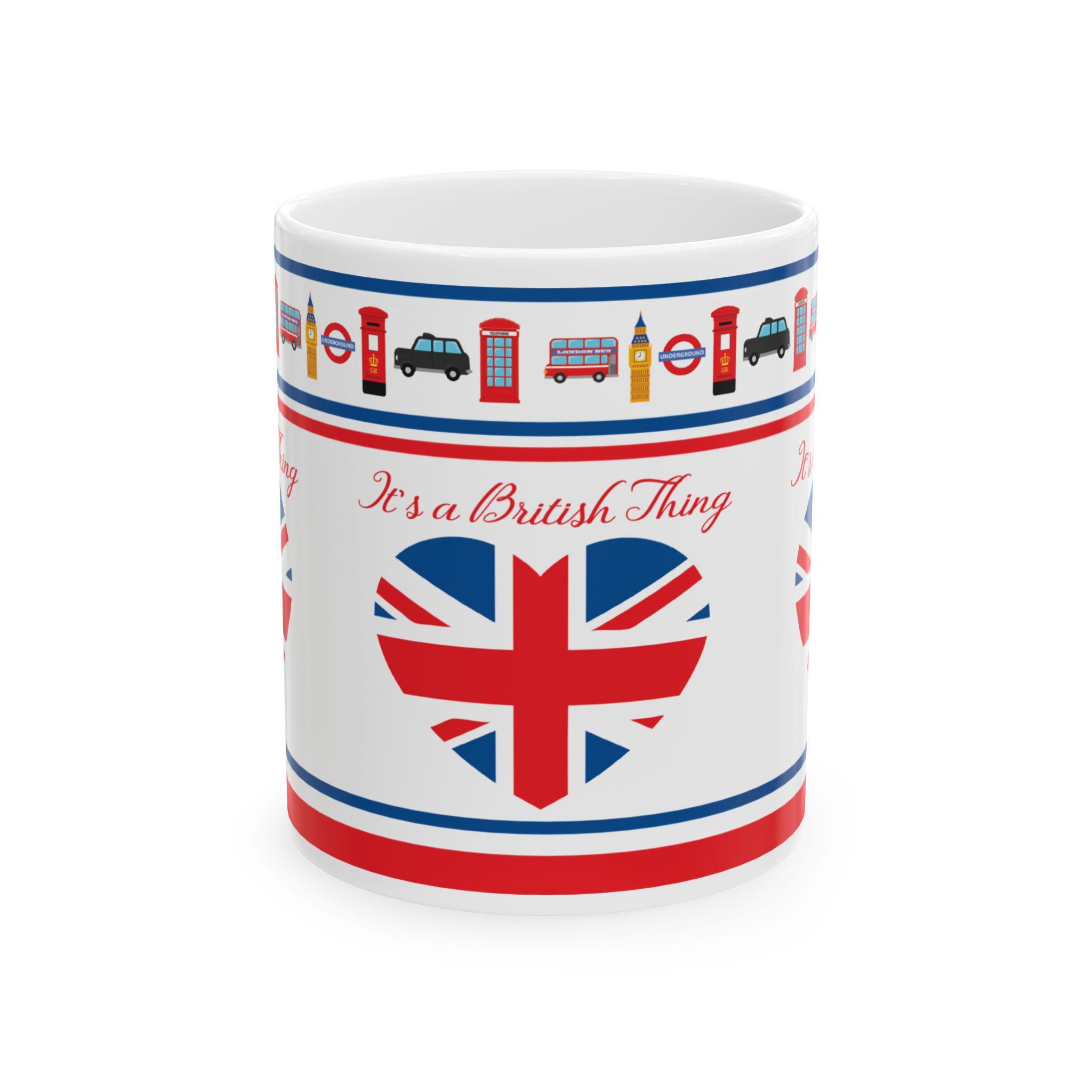 Bandiera del Regno Unito Gran Bretagna Union Jack Tazza da tè e caffè Regalo Tazza in ceramica da 11 once e opzione set sottobicchiere - Italia