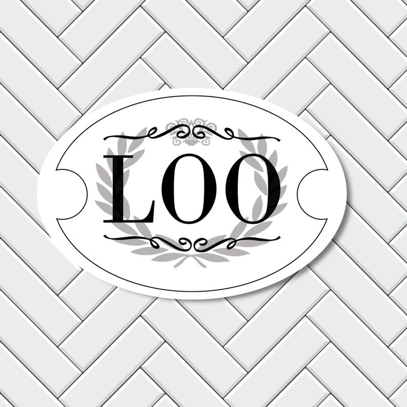 Letrero de baño hecho a mano, decoración de baño británica, placa de madera ovalada imagen 1