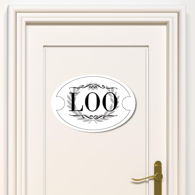 Letrero de baño hecho a mano, decoración de baño británica, placa de madera ovalada imagen 2