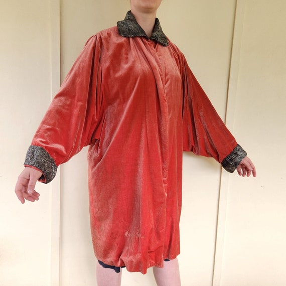 The Silk Velvet Cocoon 1920's Poiret Batwing Opera Coat - Mocha Tan Floral