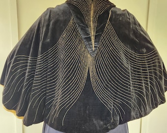 1920s silk velvet opera cape