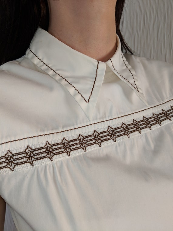 Prada vintage cotton smocked top