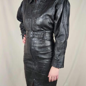 1980s patchwork leather dress