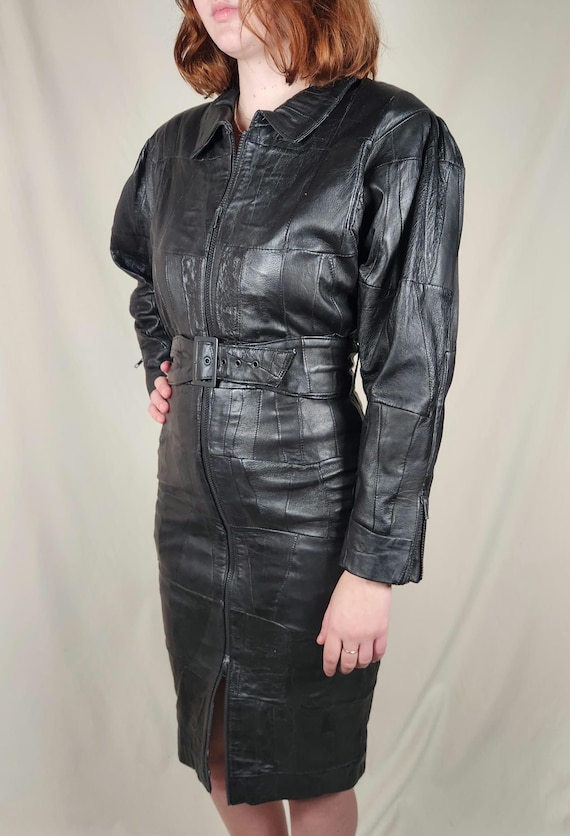 1980s Patchwork Leather Dress - Etsy