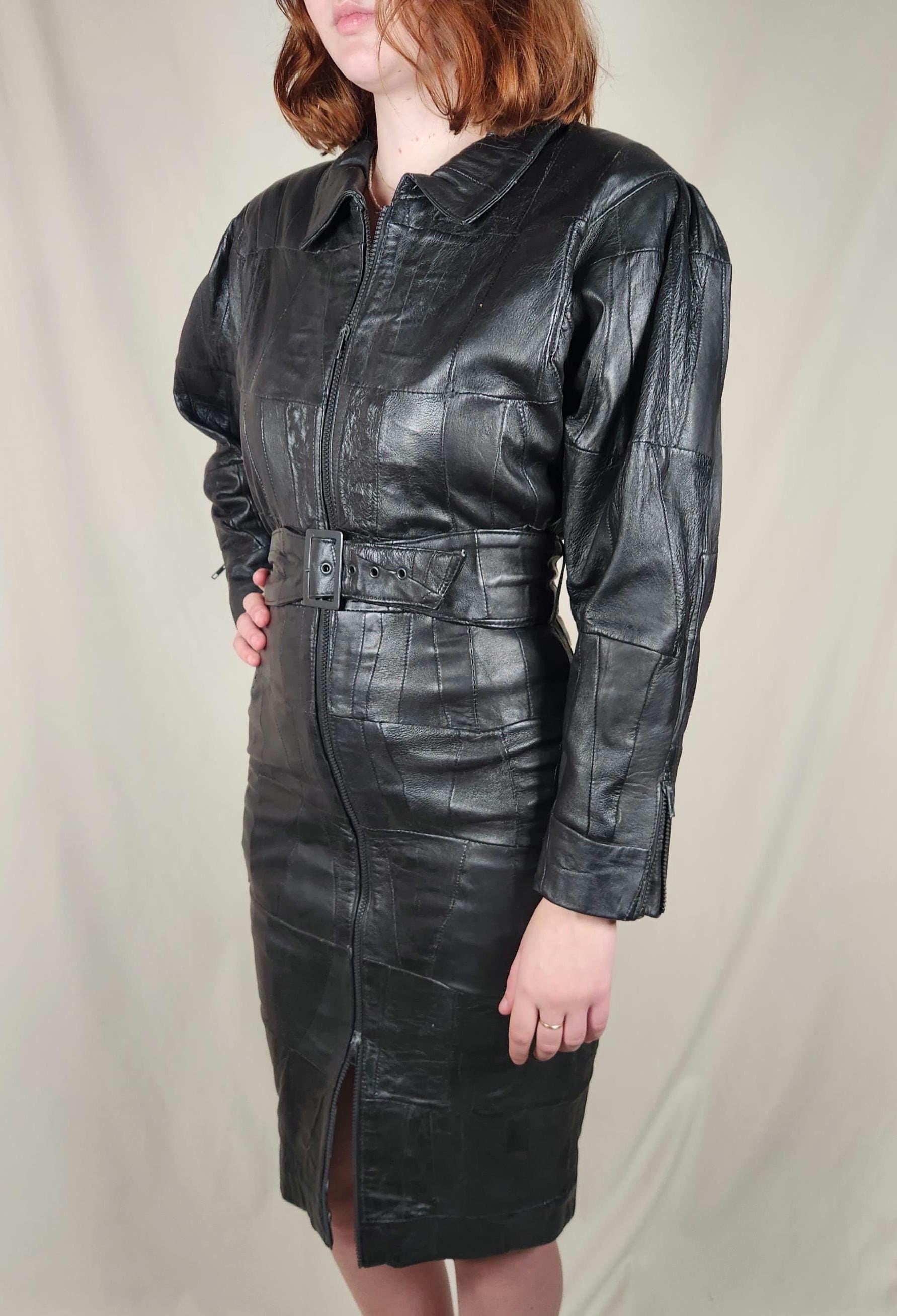 leather wiggle dress Unique Vintage Lyddie Vegan Leather Wiggle Dress Suzie's Bombshell Boutique