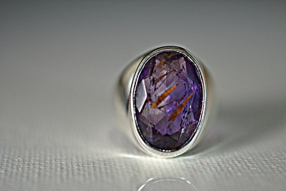 Sterling silver ring with Cacoxinite