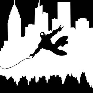 DIY Spider-Man Vinyl Decal, Flying Through City, City Sky Line