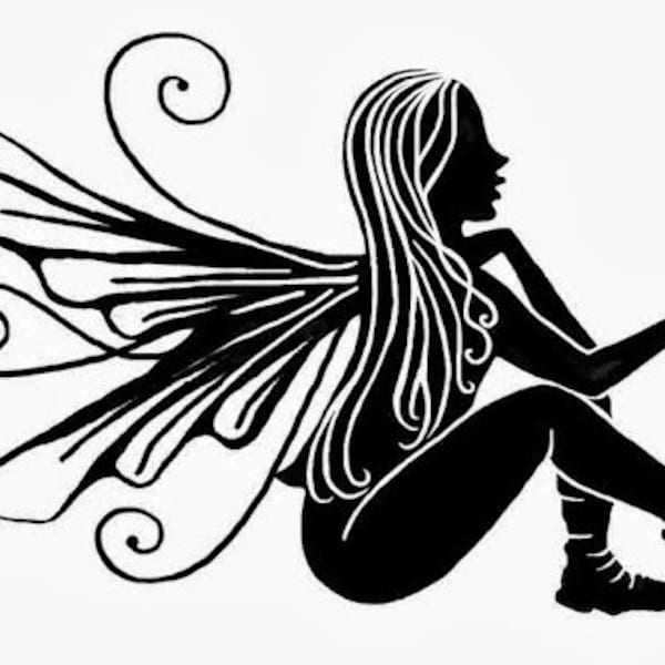 DIY Sitting Fairy, Vinyl Decal, Laptop Decal, Tablet Decal, iPad Decal, Cell Phone Decal, Wall Decal, Car Window Decal. Drink Ware Decal,