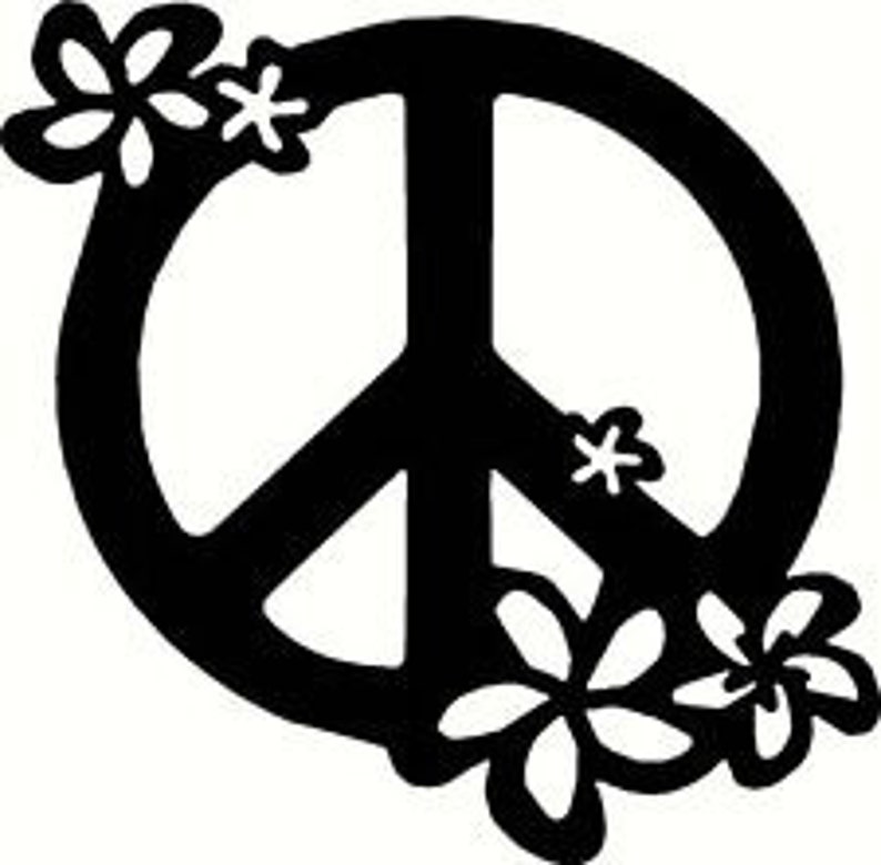DIY Peace Sign With Flowers Vinyl Decal Hippy Peace Car Etsy