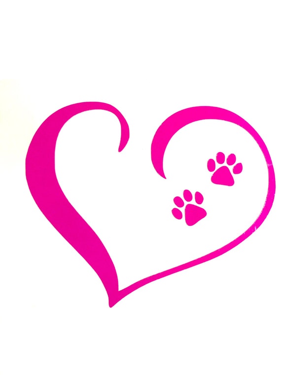 dog paw print heart vinyl decal stickers wall car glass ceramic bottle art gift