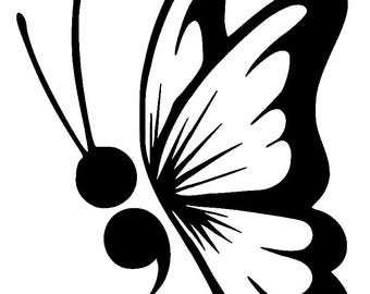 DIY Vinyl Decal, Semicolon Butterfly