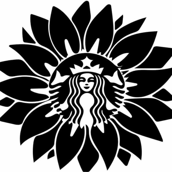 DIY Vinyl Decal, Sunflower With Starbucks Lady, Coffee Cup Decal, Car Window Decal, Laptop, Tablet, Drinkware decal, Stainless Steel Mug