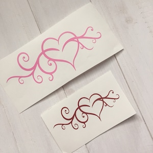 DIY Heart Vinyl Decal, Pick Your Size and Color, Open Heart, Swirls, Car Windows, Laptop Decal, Tablet Decal, Cell Phone Decal