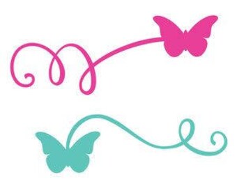 DIY Curly Lines With Butterflies On The Ends Vinyl Decal, Laptop Decal, Tablet, Car Window Decal, Cell Phone Decal, Frame it Decal, Canvas