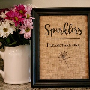 Sparkler Send Off Burlap Print - Wedding Sign
