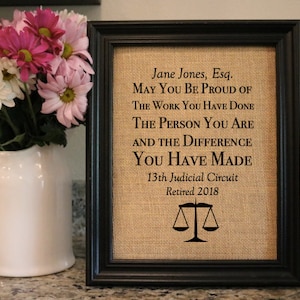 Lawyer Retirement Customized Print - Attorney Custom Retirement Gift - Judge Retiring