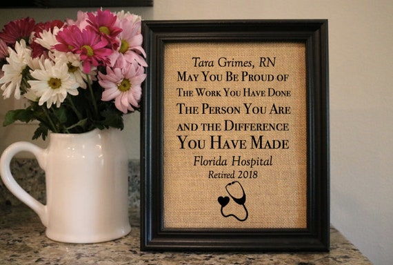 Nurse Retirement Burlap Print Custom Retirement Gift Nurse ...